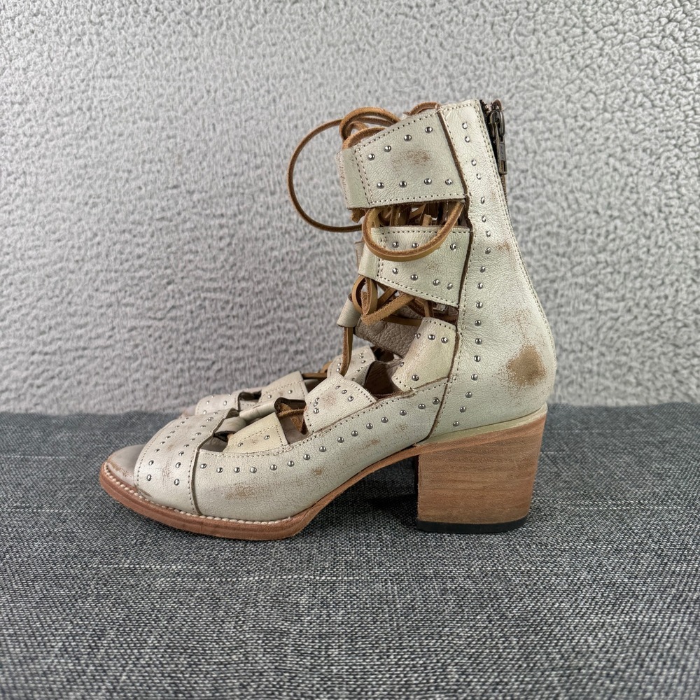 Freebird by Steven Hazel Leather Gladiator Booties Sandal Women 9 Ice Studded